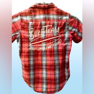 GAP Red and White Button Down Shirt